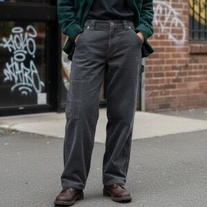 Authentic Place Carpenter Pants Womens Size 8 100% Cotton Brown Corduroy Pockets